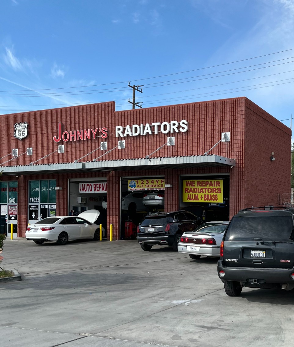 Johnny's Radiator and Auto Repair shop on D Street in Victorville, CA